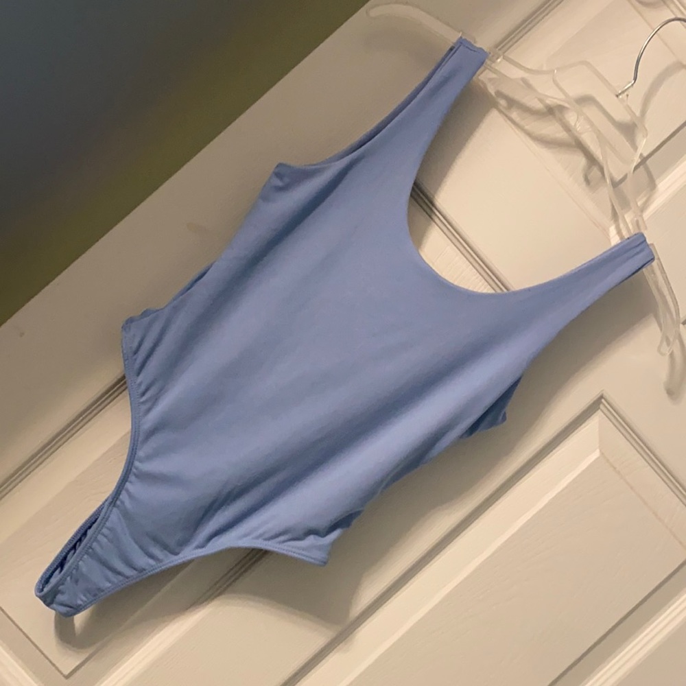 Light blue polyester spandex bodysuit, NWT